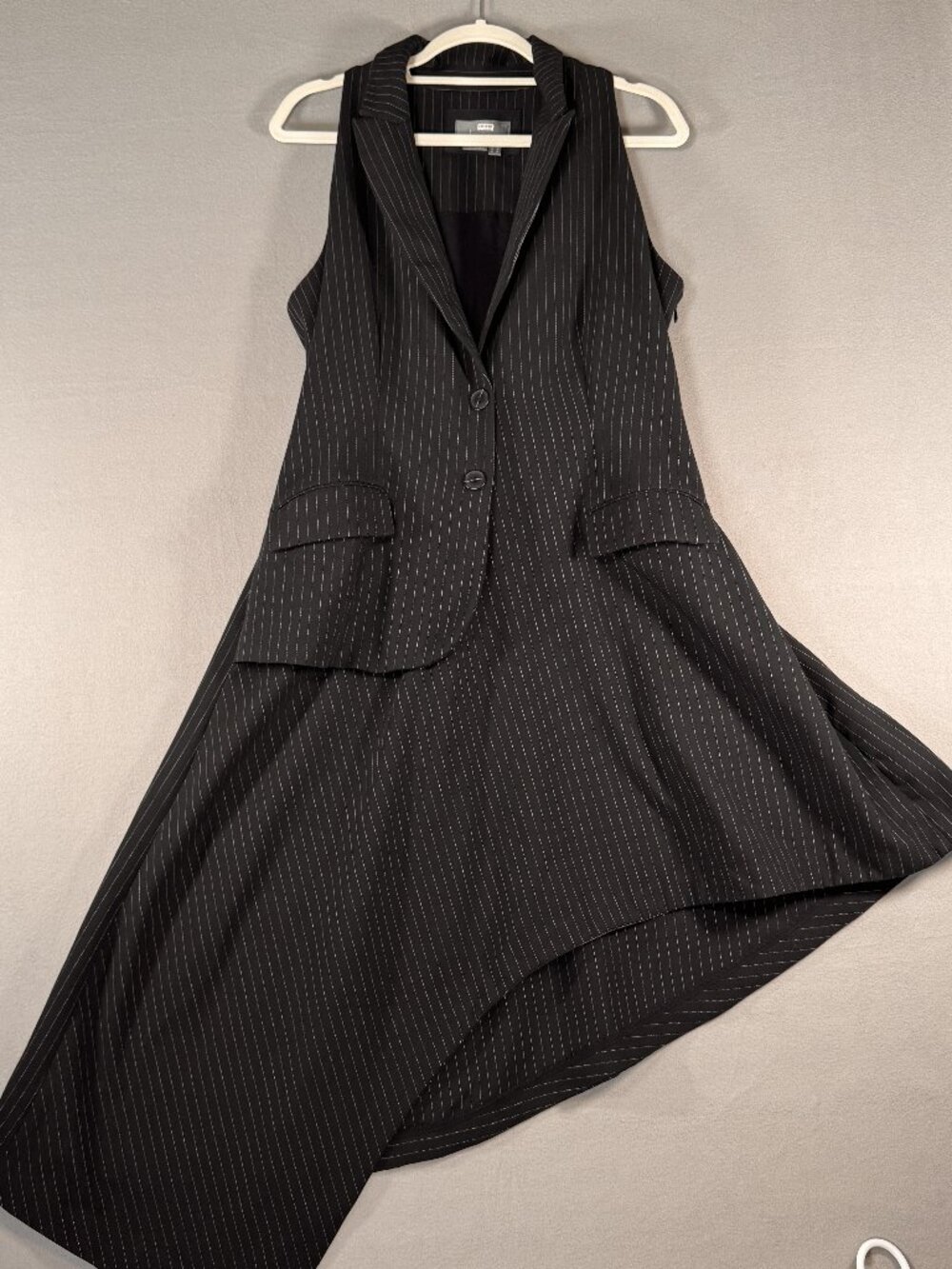 By Anthropologie Sleeveless V-Neck Asymmetrical Blazer Dress